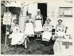Black and white photograph of a first aid post at Wigtown Cattle Show