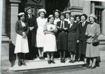 Black and white photograph of staff at Dell Park Red Cross Hospital, Englefield Green, Surrey