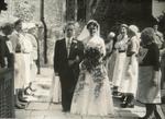 Black and white photograph of a Red Cross guard of honour at a wedding in the Hampshire, Surrey and Isle of Wight area