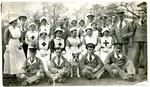 V.A.D. nurses, medical staff and patients on the grounds of Leeswood Hall VAD Hospital, Flintshire.