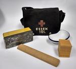 First aid kit in black canvas bag with 'Essex 86' the Red Cross emblem
